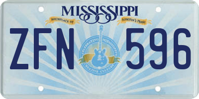 MS license plate ZFN596