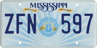 MS license plate ZFN597