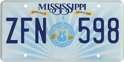 MS license plate ZFN598
