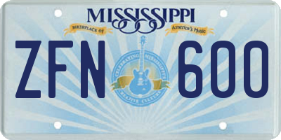 MS license plate ZFN600