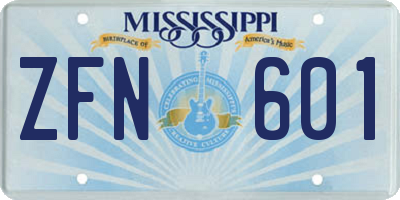 MS license plate ZFN601