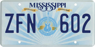 MS license plate ZFN602
