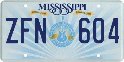 MS license plate ZFN604