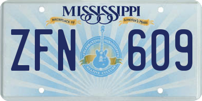 MS license plate ZFN609
