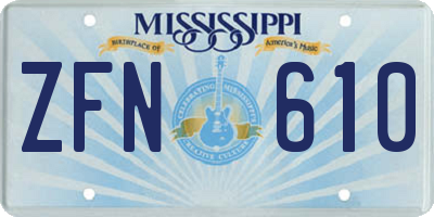 MS license plate ZFN610