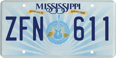 MS license plate ZFN611