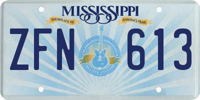 MS license plate ZFN613