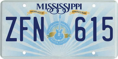 MS license plate ZFN615