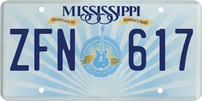 MS license plate ZFN617