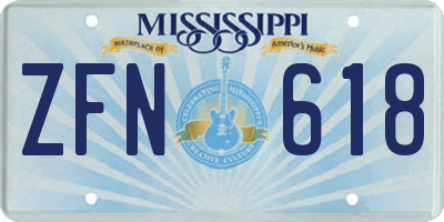 MS license plate ZFN618