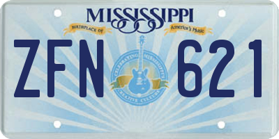 MS license plate ZFN621