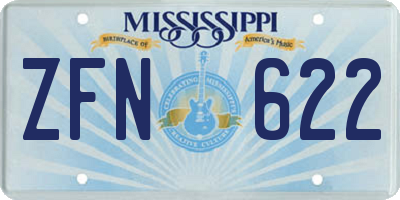 MS license plate ZFN622