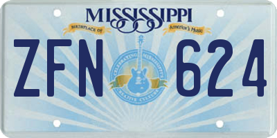 MS license plate ZFN624