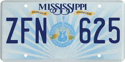 MS license plate ZFN625