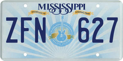 MS license plate ZFN627