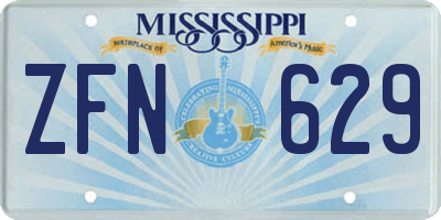 MS license plate ZFN629