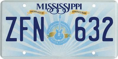MS license plate ZFN632