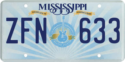 MS license plate ZFN633