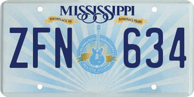 MS license plate ZFN634