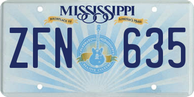 MS license plate ZFN635