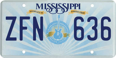 MS license plate ZFN636