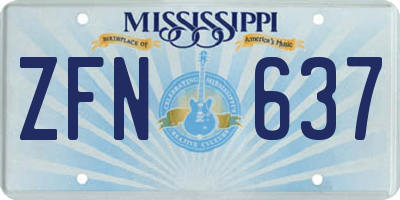 MS license plate ZFN637