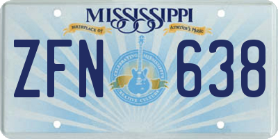 MS license plate ZFN638