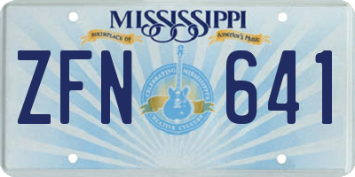 MS license plate ZFN641