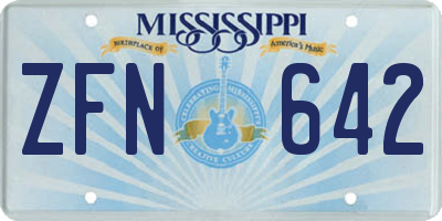 MS license plate ZFN642