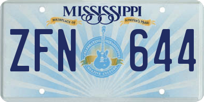 MS license plate ZFN644
