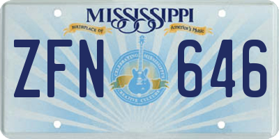 MS license plate ZFN646