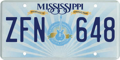 MS license plate ZFN648