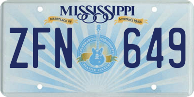 MS license plate ZFN649