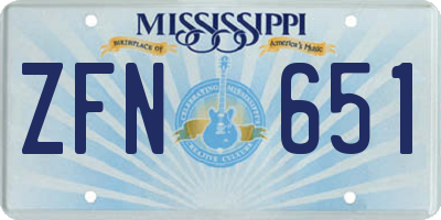 MS license plate ZFN651