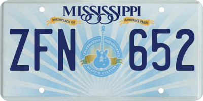 MS license plate ZFN652