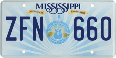 MS license plate ZFN660