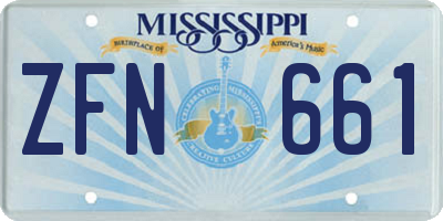 MS license plate ZFN661