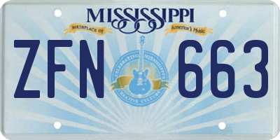 MS license plate ZFN663