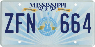 MS license plate ZFN664