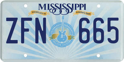 MS license plate ZFN665