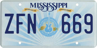 MS license plate ZFN669