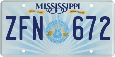 MS license plate ZFN672