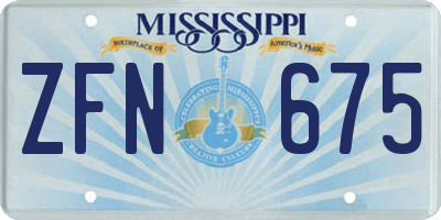 MS license plate ZFN675