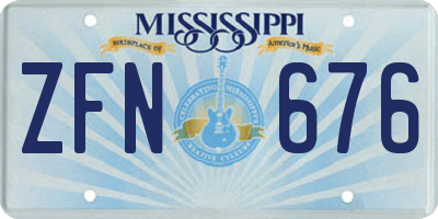 MS license plate ZFN676