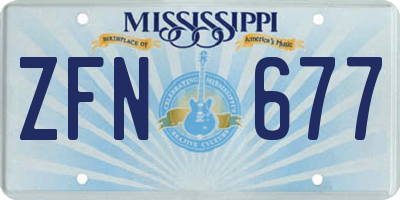 MS license plate ZFN677