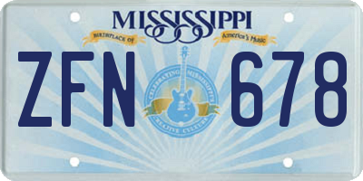 MS license plate ZFN678