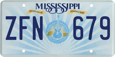 MS license plate ZFN679