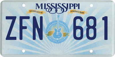 MS license plate ZFN681