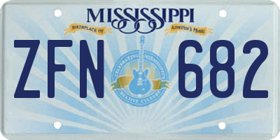 MS license plate ZFN682
