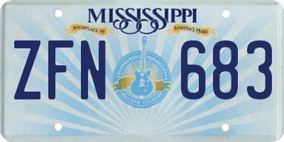 MS license plate ZFN683